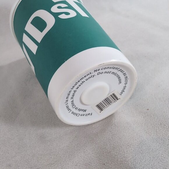 David's Tea Travel Mug Tumbler Lid Coffee Cup Teal Blue White Ceramic Logo Icon - Picture 10 of 10